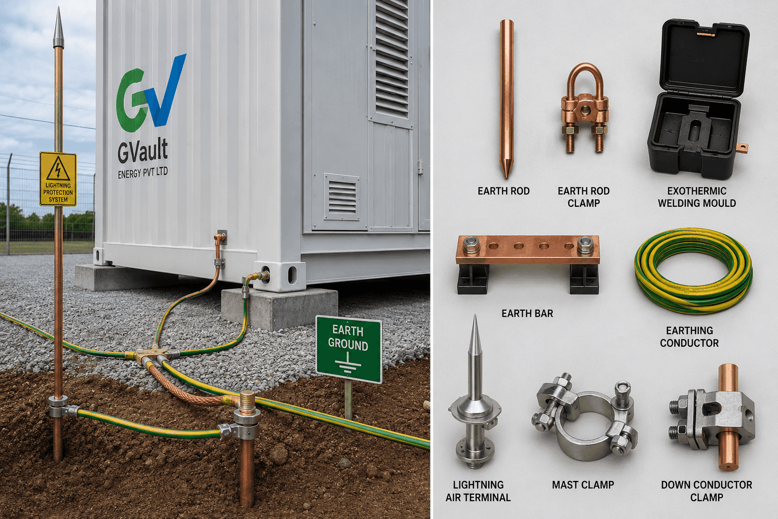 Grounding rods and lightning protection equipment